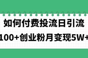 如何通过付费投流日引流100+创业粉月变现5W+