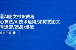 抖音AI图文带货教程：核心算法/AI技术运用/如何发图文/账号运营/选品/爆流